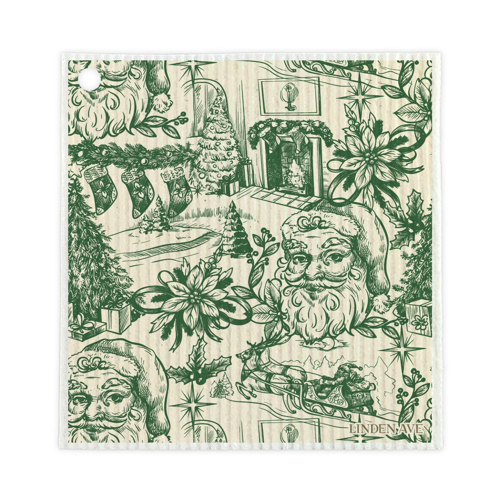 Christmas Collection - 5 Swedish Dishcloths + Ceramic Hook