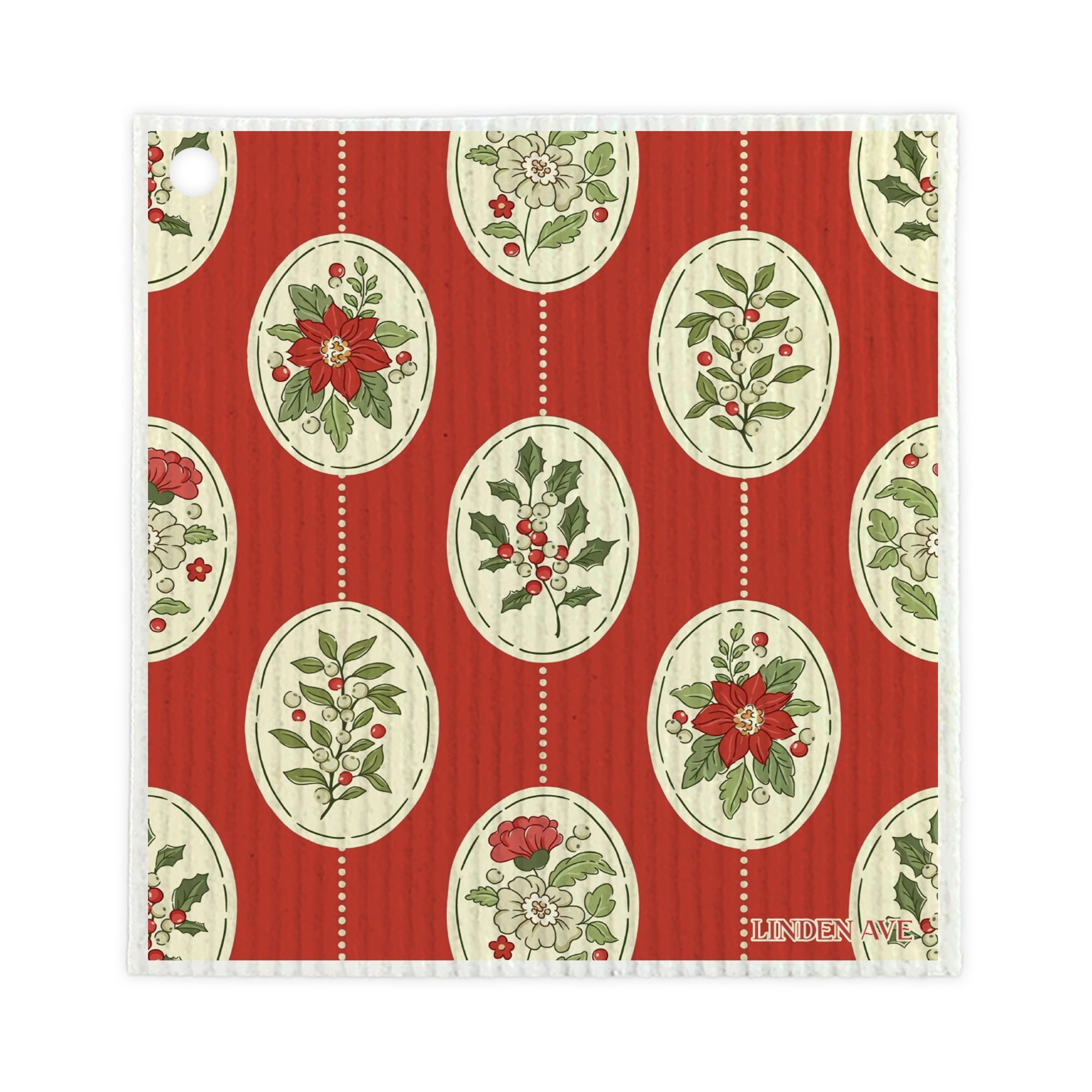 Christmas Collection - 5 Swedish Dishcloths + Ceramic Hook