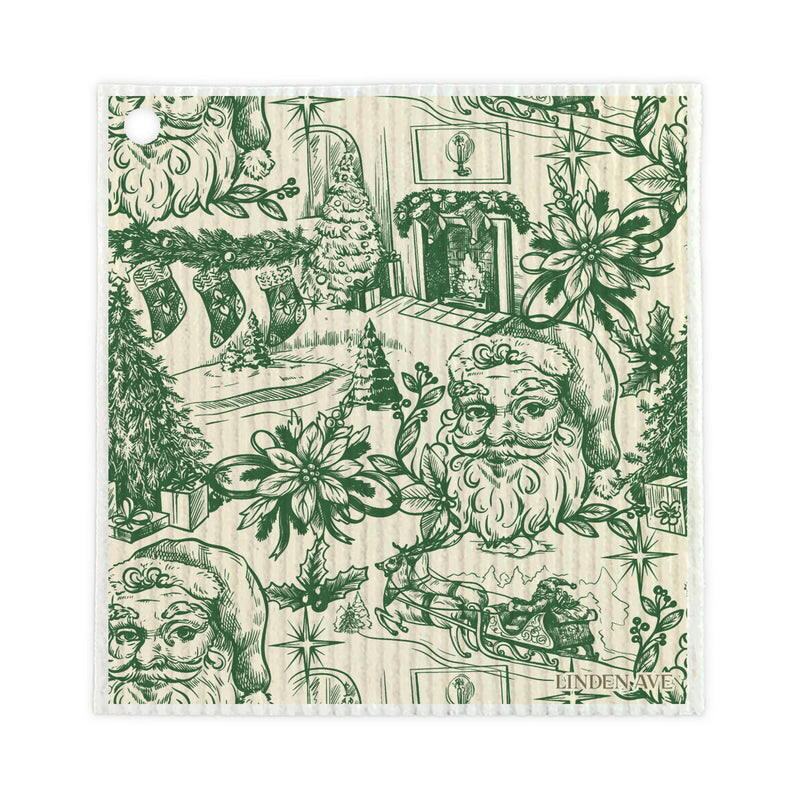 Christmas Collection - 5 Swedish Dishcloths + Ceramic Hook