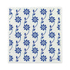 Reusable Swedish dishcloth with blue floral vertical design from Linden Ave Marigold Manor